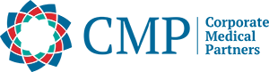A black and blue logo for cmd